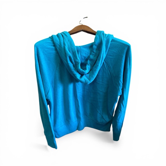 Aero Turquoise Blue Hooded Pullover Sweatshirt with Bulldog Heart & Peace Sign - Picture 2 of 7